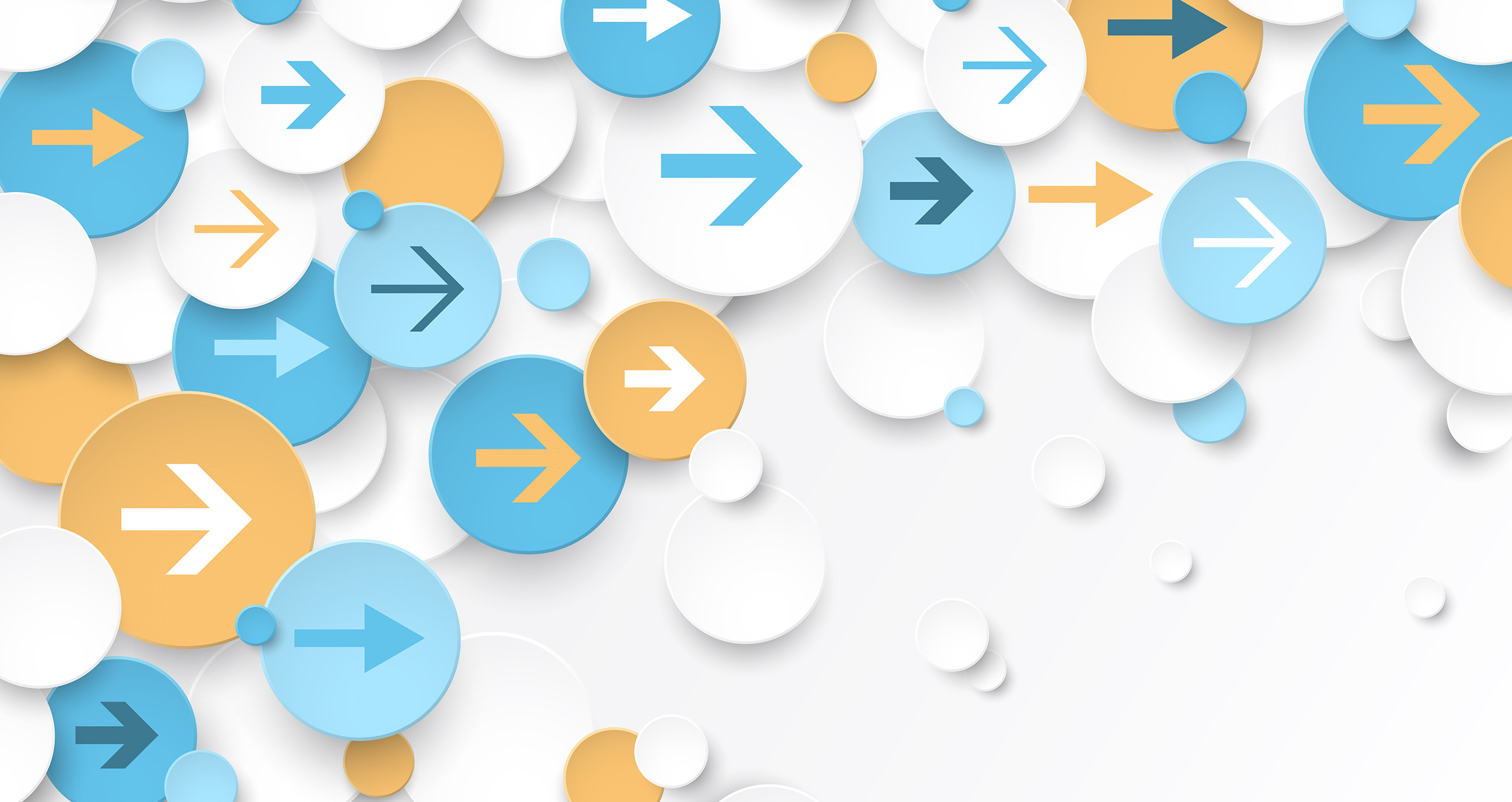 Small circles with different size arrows pointing to the right