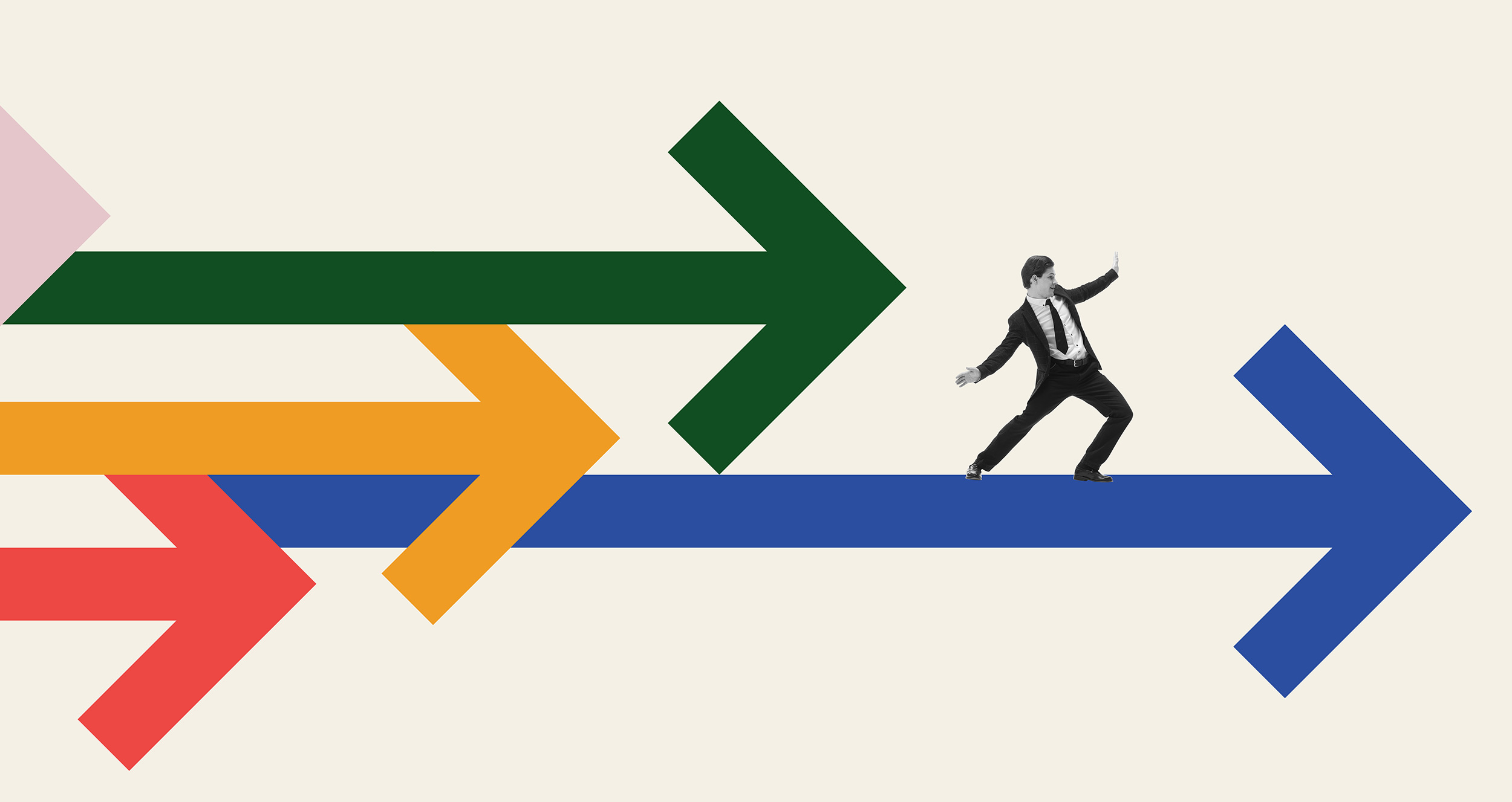 Multiple colorful arrows at different lengths
