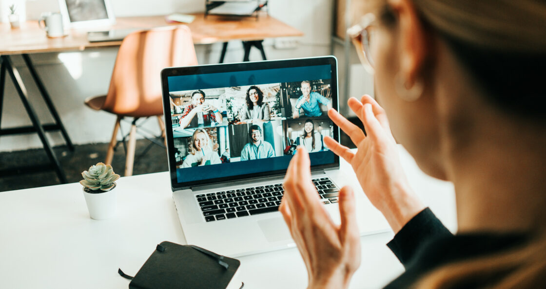 Woman talking on a virtual meeting