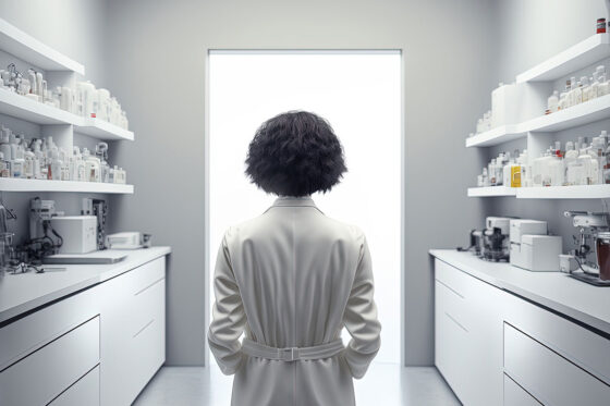 Successful Young Female Scientist in Laboratory, AI Generative