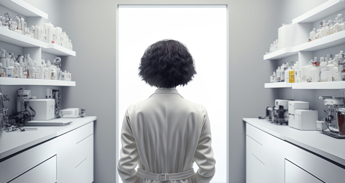Successful Young Female Scientist in Laboratory, AI Generative