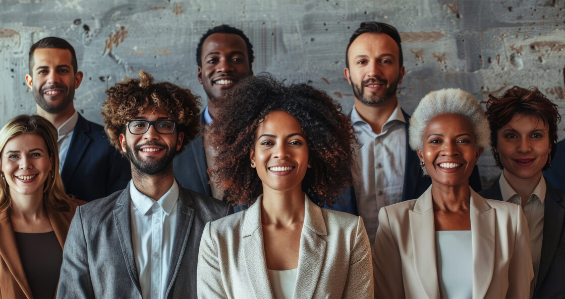 sales representatives smiling for group photo