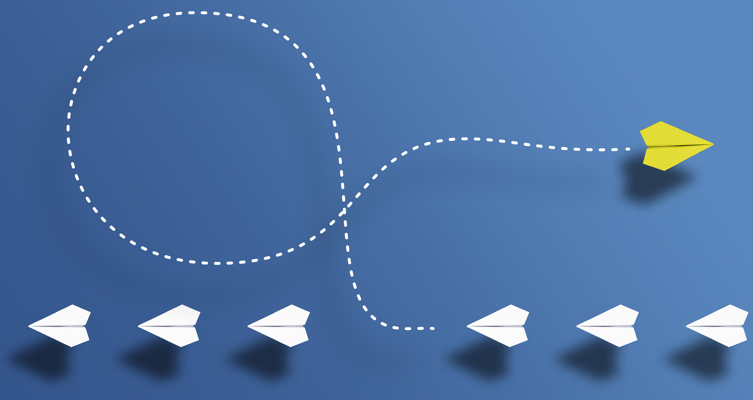 paper airplane following its own course