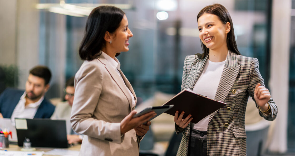 two women talking